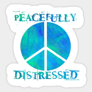 Peacefully Distressed v7 Blue Green Sticker